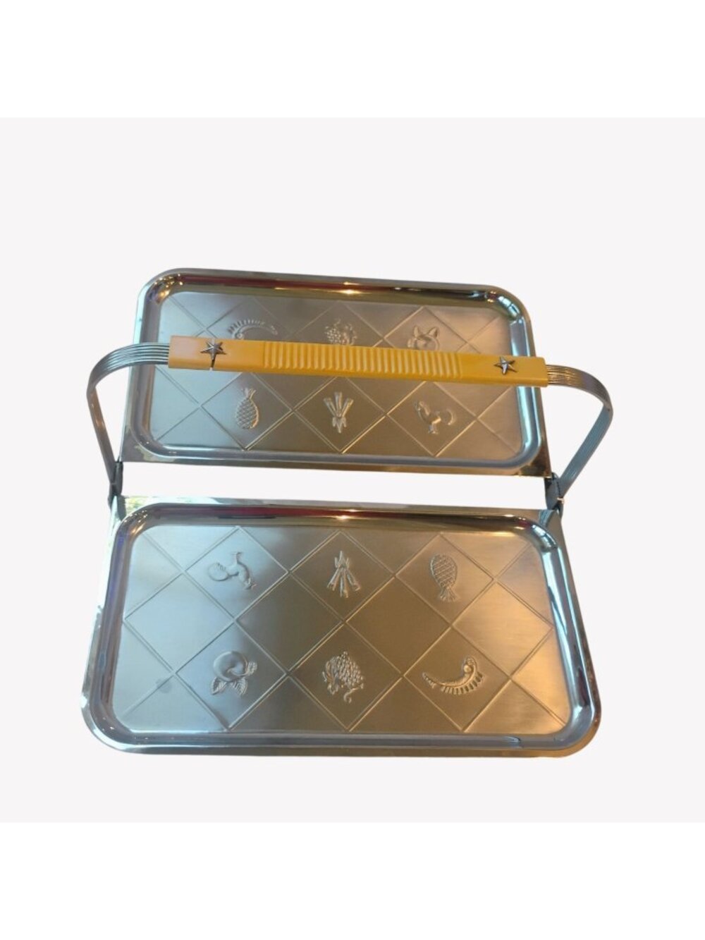 Vtg Chase Art Deco Chrome Folding Serving Tray w/Bakelite Handle - READ - Picture 1 of 9
